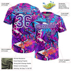 Custom Graffiti Pattern Purple-White 3D Bright Psychedelic Two-Button Unisex Softball Jersey photo 3