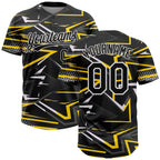 Custom Black Black-Gold 3D Pattern Two-Button Unisex Softball Jersey