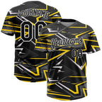 Custom Black Black-Gold 3D Pattern Two-Button Unisex Softball Jersey photo 1
