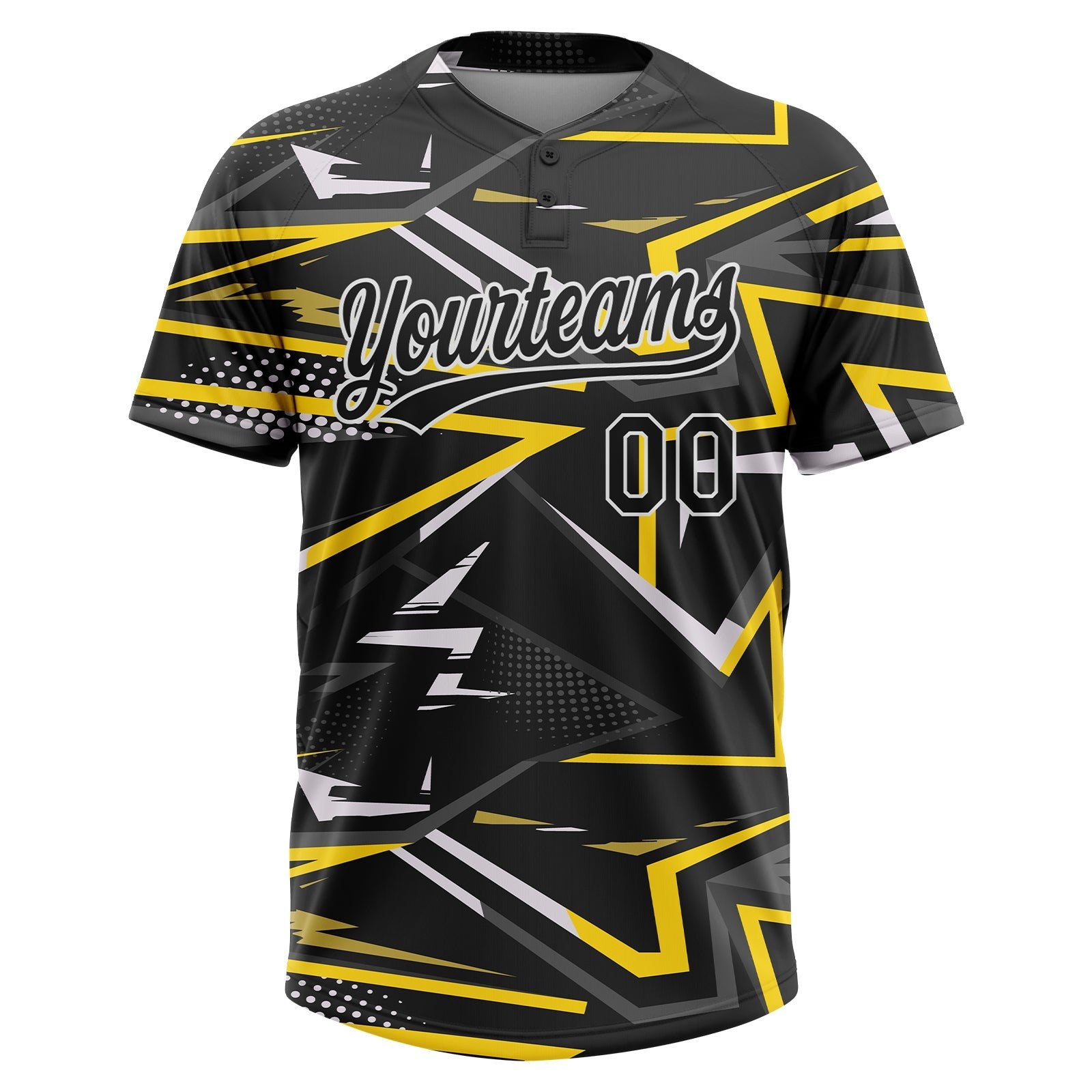 Custom Black Black-Gold 3D Pattern Two-Button Unisex Softball Jersey photo 2