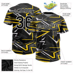 Custom Black Black-Gold 3D Pattern Two-Button Unisex Softball Jersey photo 3