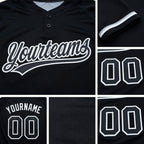 Custom Black Black-White Two-Button Unisex Softball Jersey detail