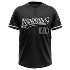 Custom Black Black-White Two-Button Unisex Softball Jersey photo 2