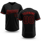 Custom Black Black-Red Two-Button Unisex Softball Jersey