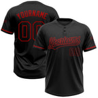 Custom Black Black-Red Two-Button Unisex Softball Jersey photo 1