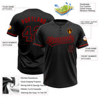 Custom Black Black-Red Two-Button Unisex Softball Jersey photo 3