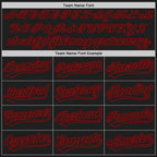 Custom Black Black-Red Two-Button Unisex Softball Jersey photo 4