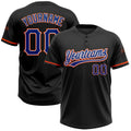 Custom Black Royal-Orange Two-Button Unisex Softball Jersey