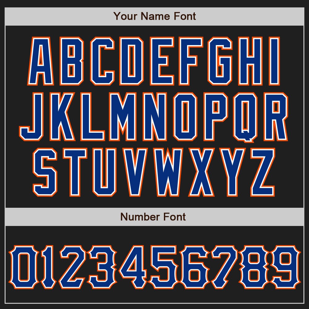 Custom Black Royal-Orange Two-Button Unisex Softball Jersey photo 4