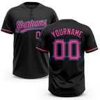 Custom Black Pink-Sky Blue Two-Button Unisex Softball Jersey