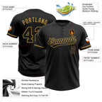 Custom Black Black-Old Gold Two-Button Unisex Softball Jersey photo 3