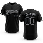 Custom Black Black-Gray Two-Button Unisex Softball Jersey