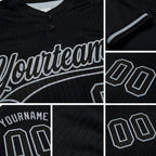 Custom Black Black-Gray Two-Button Unisex Softball Jersey detail