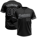 Custom Black Black-Gray Two-Button Unisex Softball Jersey photo 1