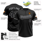 Custom Black Black-Gray Two-Button Unisex Softball Jersey photo 3