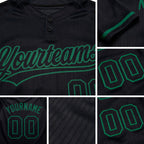 Custom Black Black-Kelly Green Two-Button Unisex Softball Jersey detail