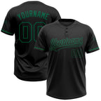 Custom Black Black-Kelly Green Two-Button Unisex Softball Jersey photo 1