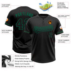 Custom Black Black-Kelly Green Two-Button Unisex Softball Jersey photo 3