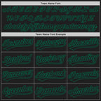 Custom Black Black-Kelly Green Two-Button Unisex Softball Jersey photo 4