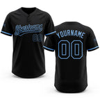 Custom Black Black-Light Blue Two-Button Unisex Softball Jersey