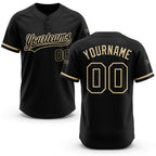 Custom Black Black-City Cream Two-Button Unisex Softball Jersey