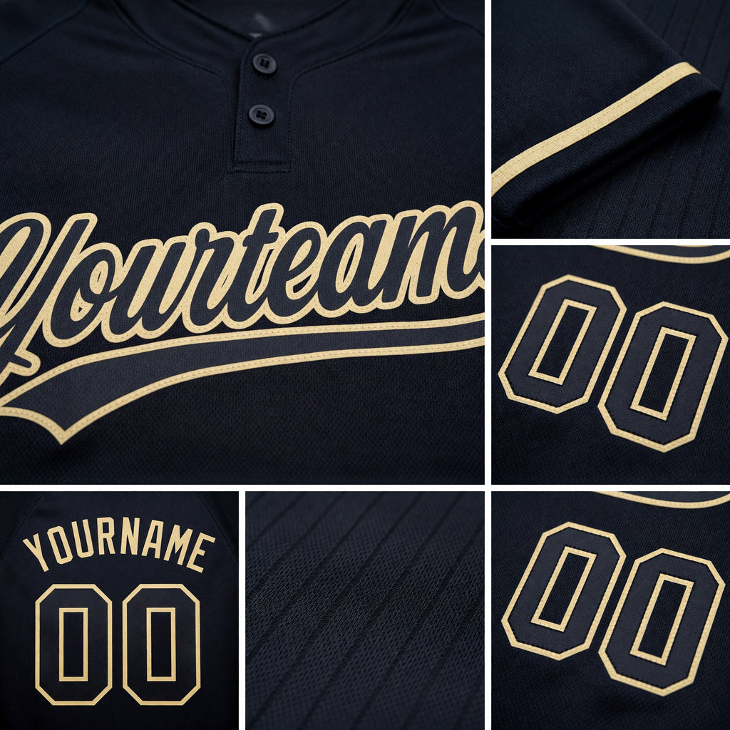 Custom Black Black-City Cream Two-Button Unisex Softball Jersey detail