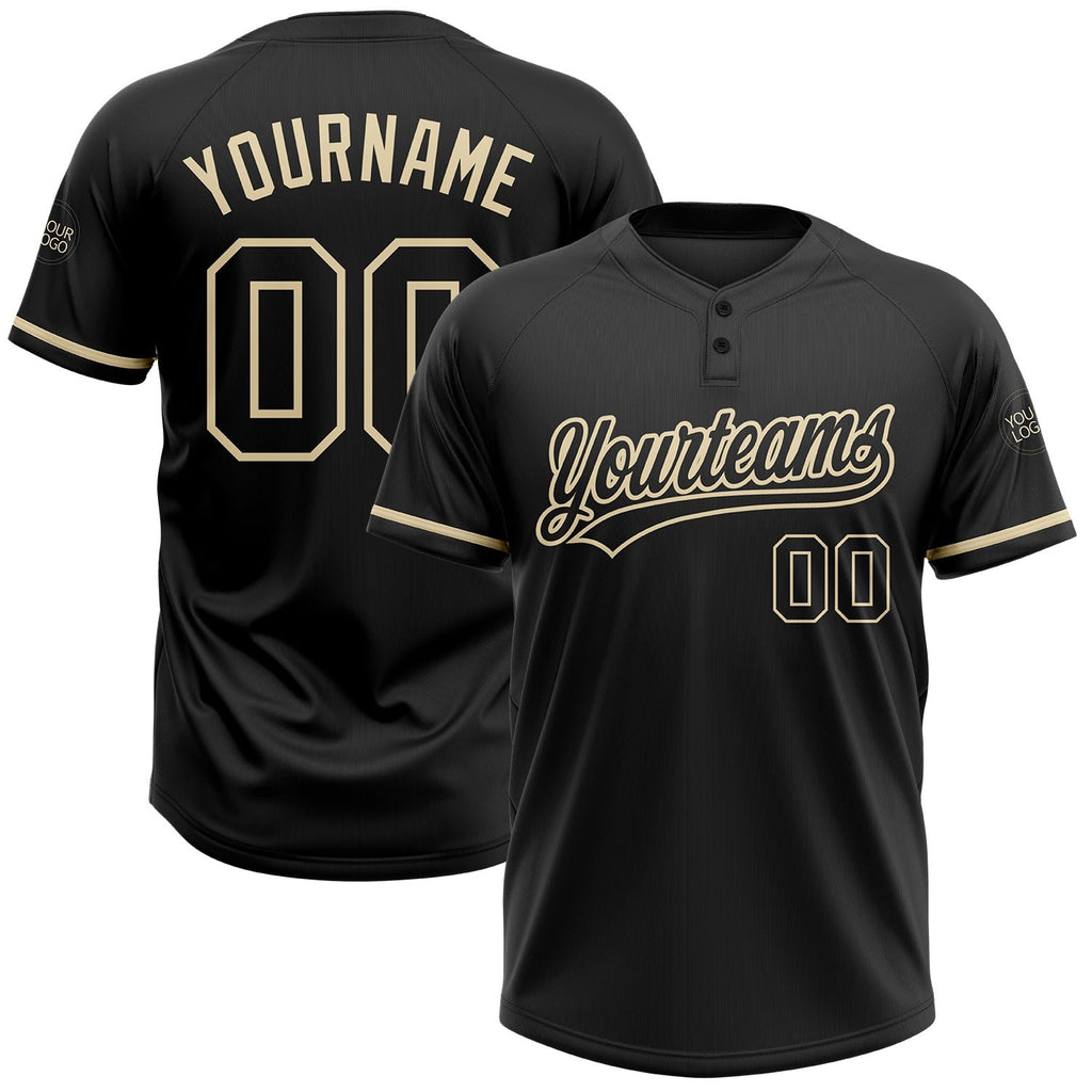 Custom Black Black-City Cream Two-Button Unisex Softball Jersey photo 1