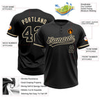 Custom Black Black-City Cream Two-Button Unisex Softball Jersey photo 3