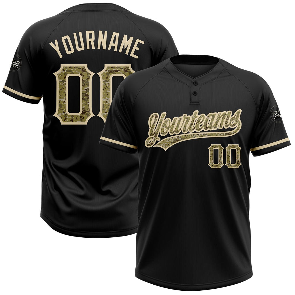 Custom Black Camo-City Cream Two-Button Unisex Softball Jersey photo 1