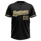 Custom Black Camo-City Cream Two-Button Unisex Softball Jersey photo 2