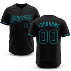 Custom Black Black-Teal Two-Button Unisex Softball Jersey