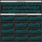 Custom Black Black-Teal Two-Button Unisex Softball Jersey photo 4