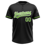 Custom Black Neon Green-White Two-Button Unisex Softball Jersey photo 2