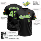 Custom Black Neon Green-White Two-Button Unisex Softball Jersey photo 3
