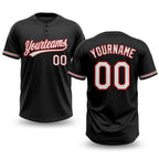 Custom Black White-Red Two-Button Unisex Softball Jersey