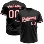 Custom Black White-Red Two-Button Unisex Softball Jersey photo 1