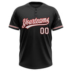 Custom Black White-Red Two-Button Unisex Softball Jersey photo 2