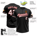 Custom Black White-Red Two-Button Unisex Softball Jersey photo 3