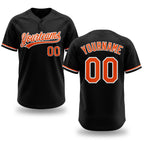 Custom Black Orange-White Two-Button Unisex Softball Jersey