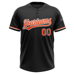Custom Black Orange-White Two-Button Unisex Softball Jersey photo 2