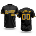 Custom Black Gold-White Two-Button Unisex Softball Jersey