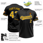 Custom Black Gold-White Two-Button Unisex Softball Jersey photo 3