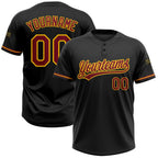 Custom Black Crimson-Yellow Two-Button Unisex Softball Jersey photo 1
