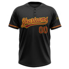Custom Black Crimson-Yellow Two-Button Unisex Softball Jersey photo 2