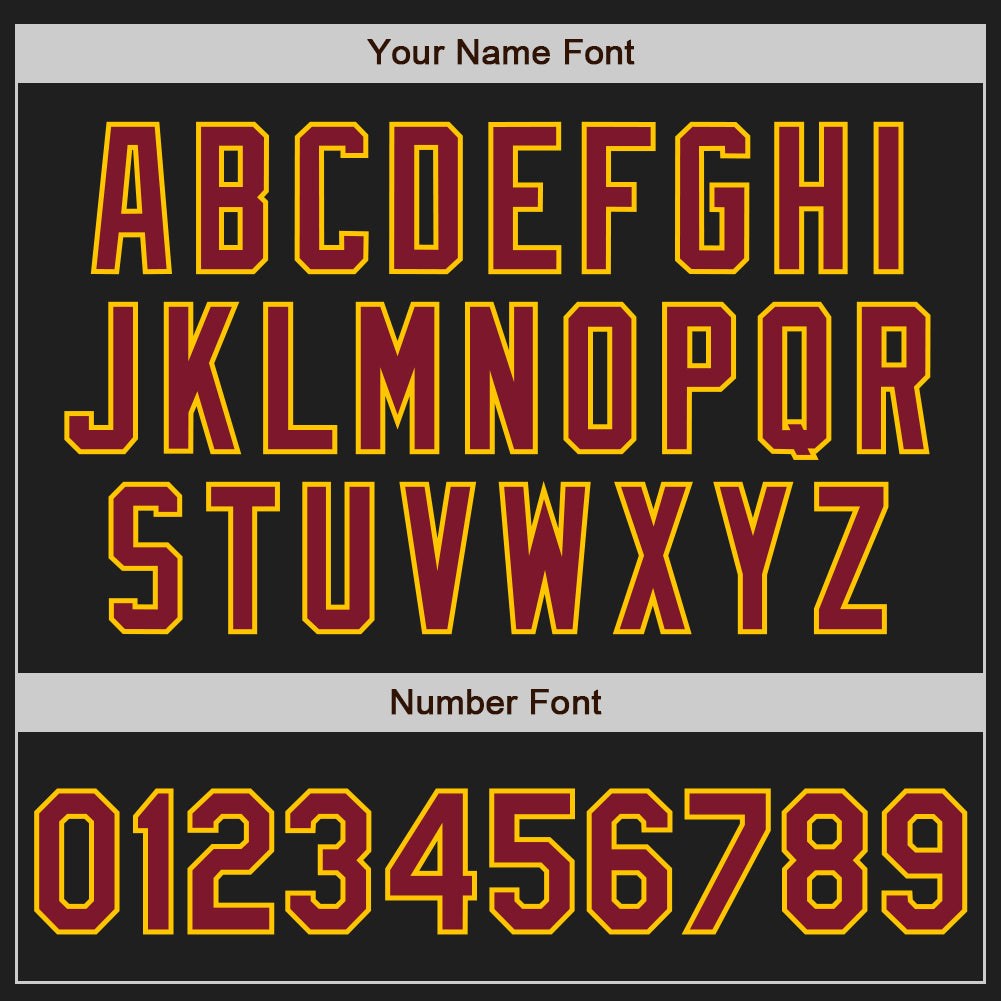 Custom Black Crimson-Yellow Two-Button Unisex Softball Jersey photo 5
