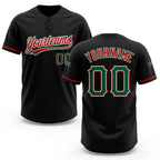 Custom Black Kelly Green-Red Two-Button Unisex Softball Jersey