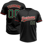 Custom Black Kelly Green-Red Two-Button Unisex Softball Jersey photo 1