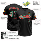 Custom Black Kelly Green-Red Two-Button Unisex Softball Jersey photo 3