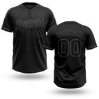 Custom Black Black-Steel Gray Two-Button Unisex Softball Jersey