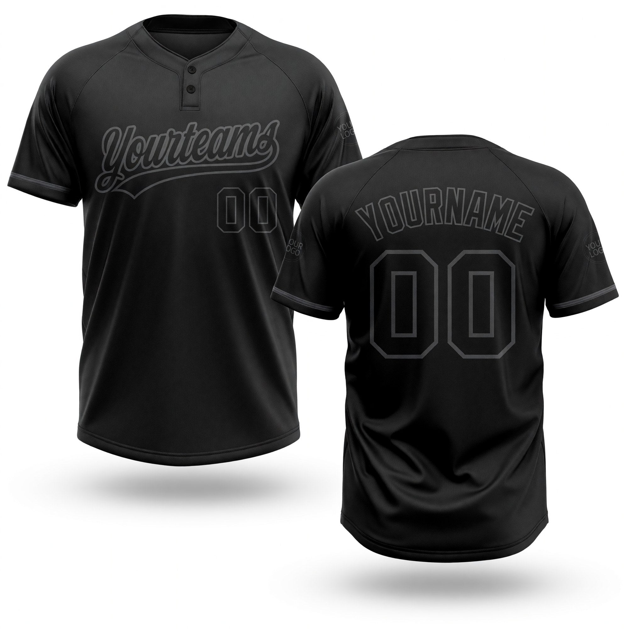Custom Black Black-Steel Gray Two-Button Unisex Softball Jersey
